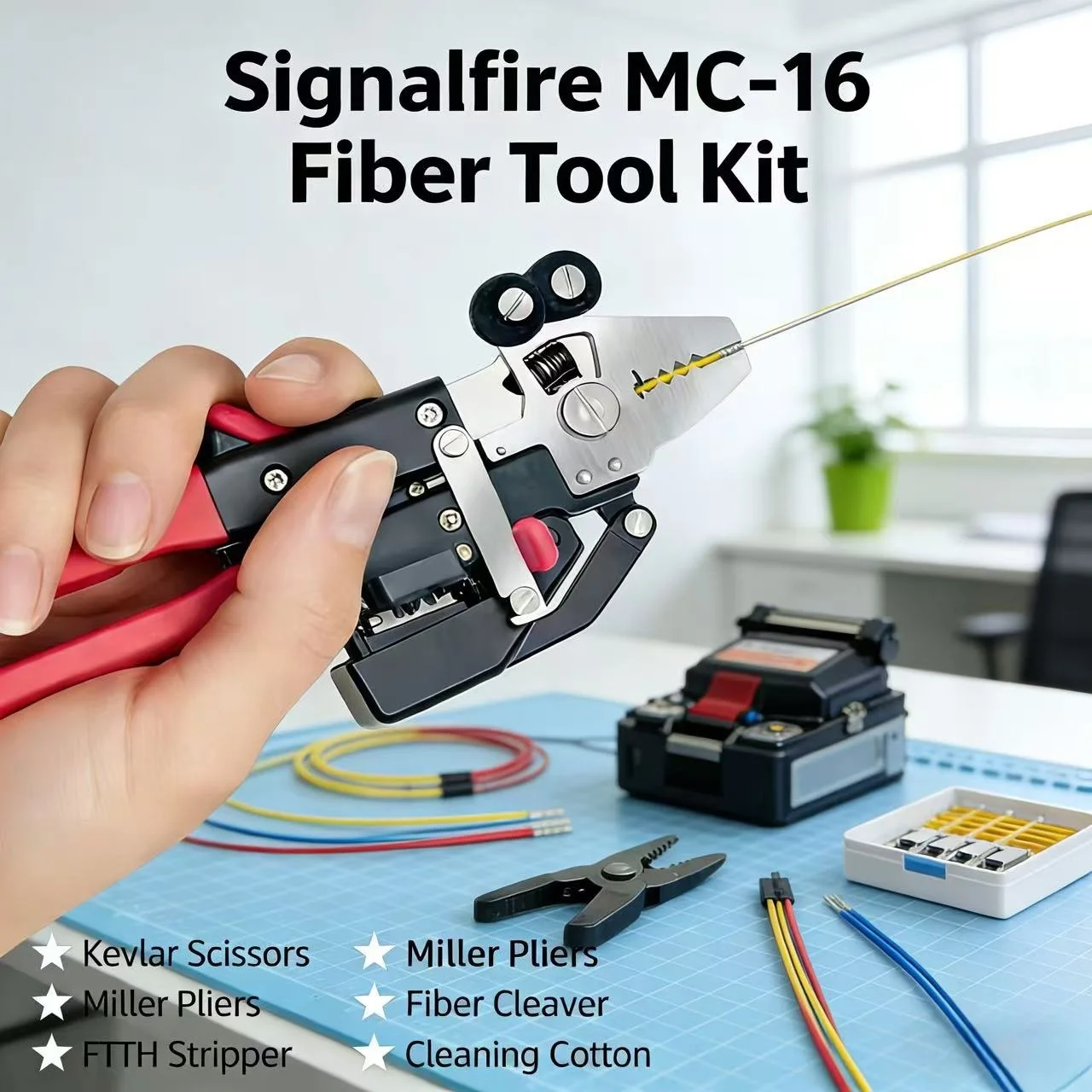 Signal Fire MC-16 Multi-Functional Optical Fiber Stripper FTTH Drop Cable Stripper High Quality One- Step Optical Fiber Cleaver