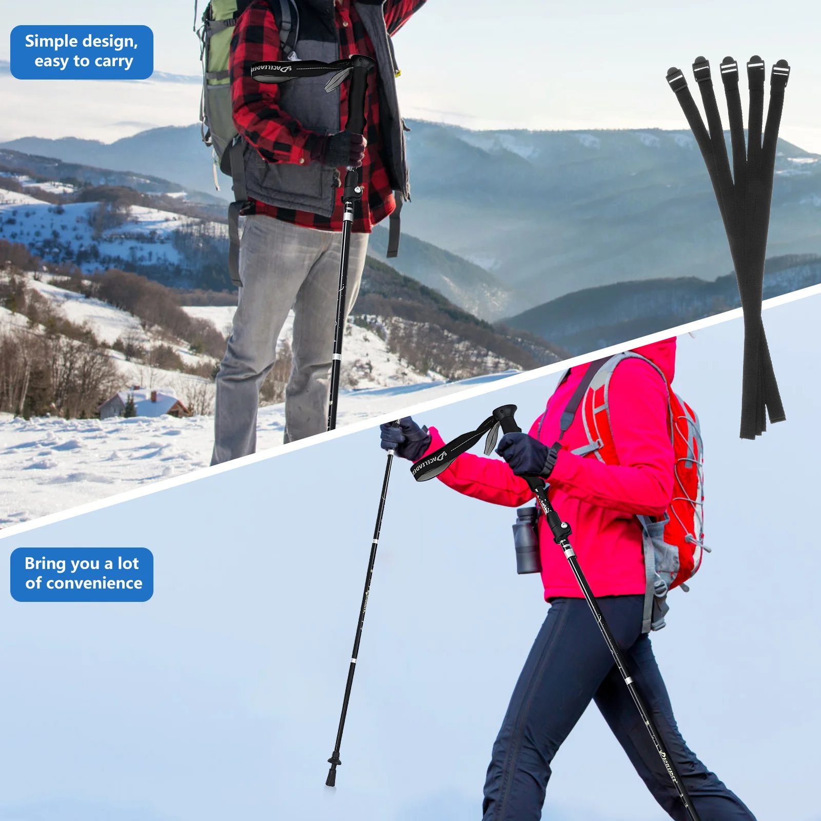 

5Pcs Ski Stick Strap Durable Pole Carrier Professional Outdoor Sports Protective Tie Prevents Scratches Ski Stick Strap