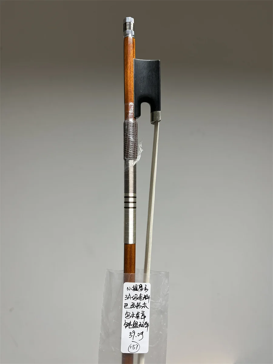 

Реальные фотографии, высокое качество, 59 г, профессиональный смычок для скрипки из дерева Pernam buco, размер 4/4/конский волос Могулии/серебряное крепление/лягушка из эбенского дерева No 157