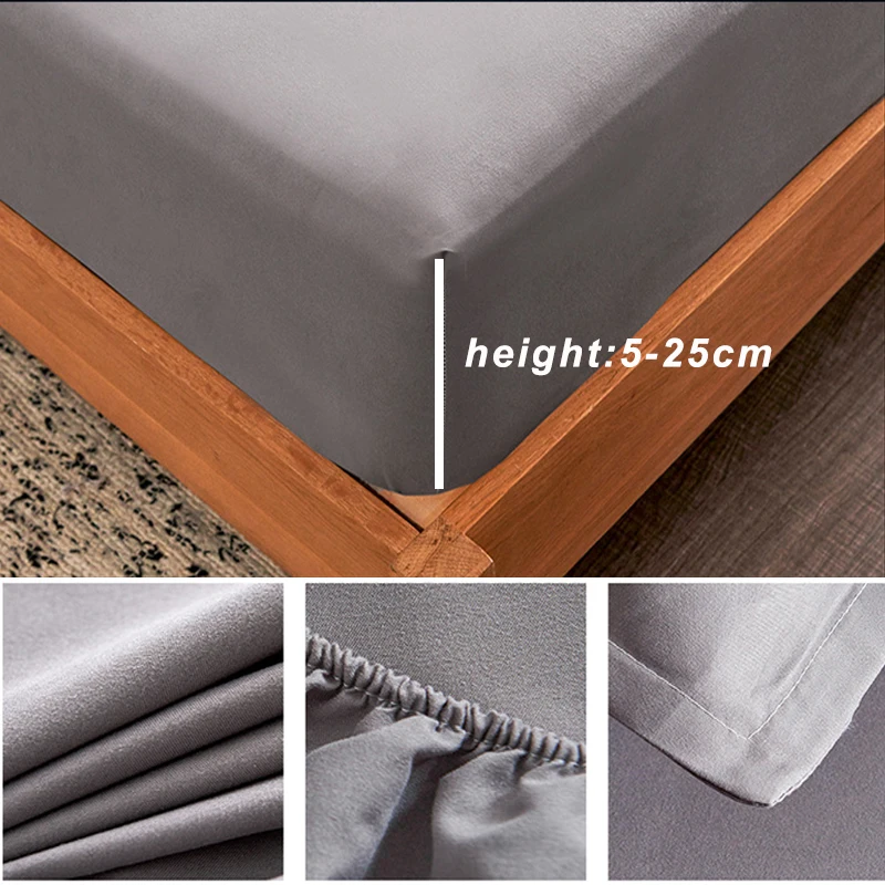 100% Cotton Fitted Sheet with Elastic Bands Non Slip Adjustable Mattress Covers for Single Double King Queen Bed,120/150/200cm