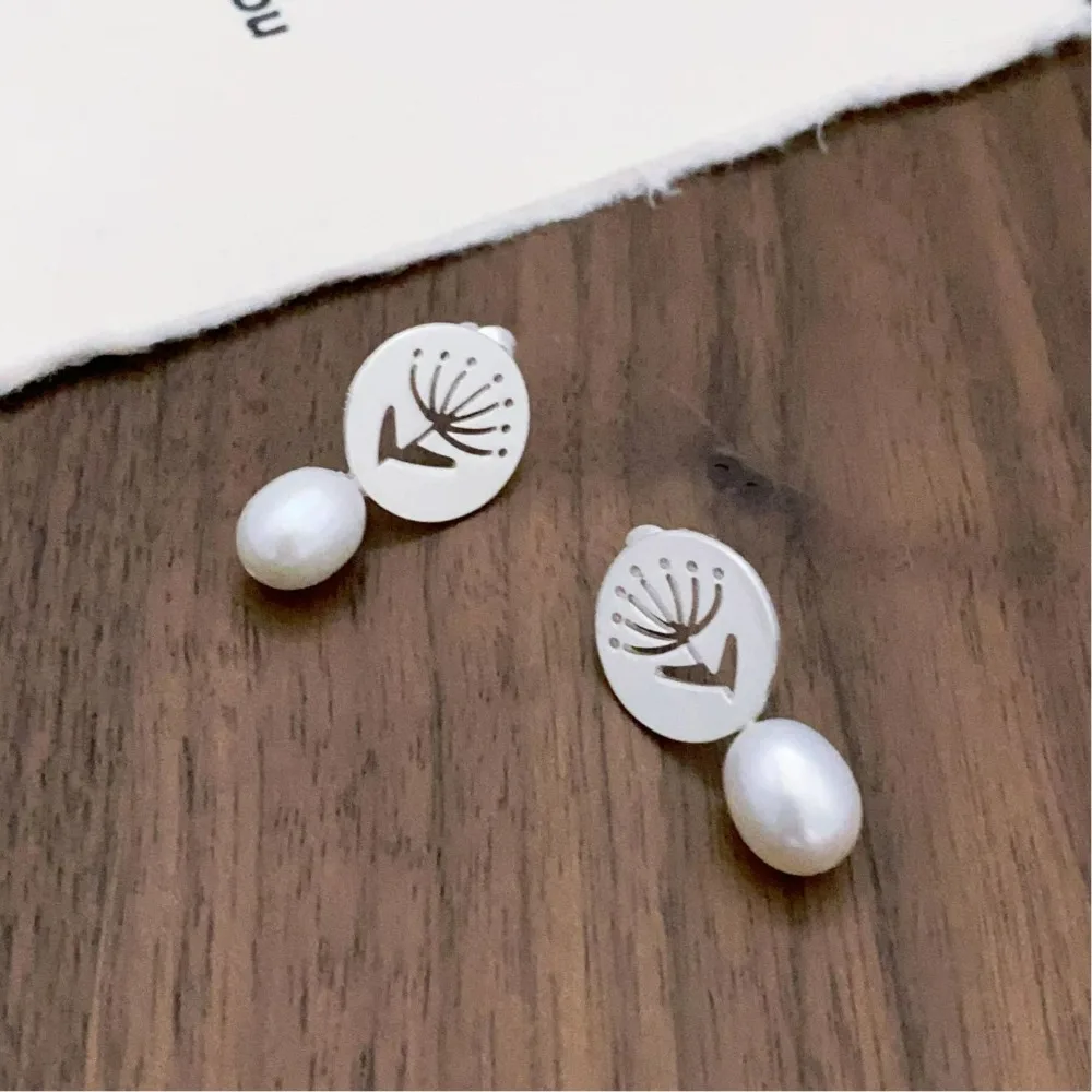 

New Chinese Pastoral Style Oval Brushed Cold Style Niche Design Classic Stud Earrings Cultured Pearl Dangle Temperament Earrings