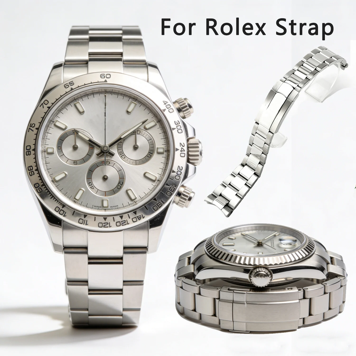 20/21mm 904L Watchbands For Rolex Submariner Daytona Glide Lock Clasp Solid Watch Strap NH35 NH36 Stainless Steel Watch Bracelet