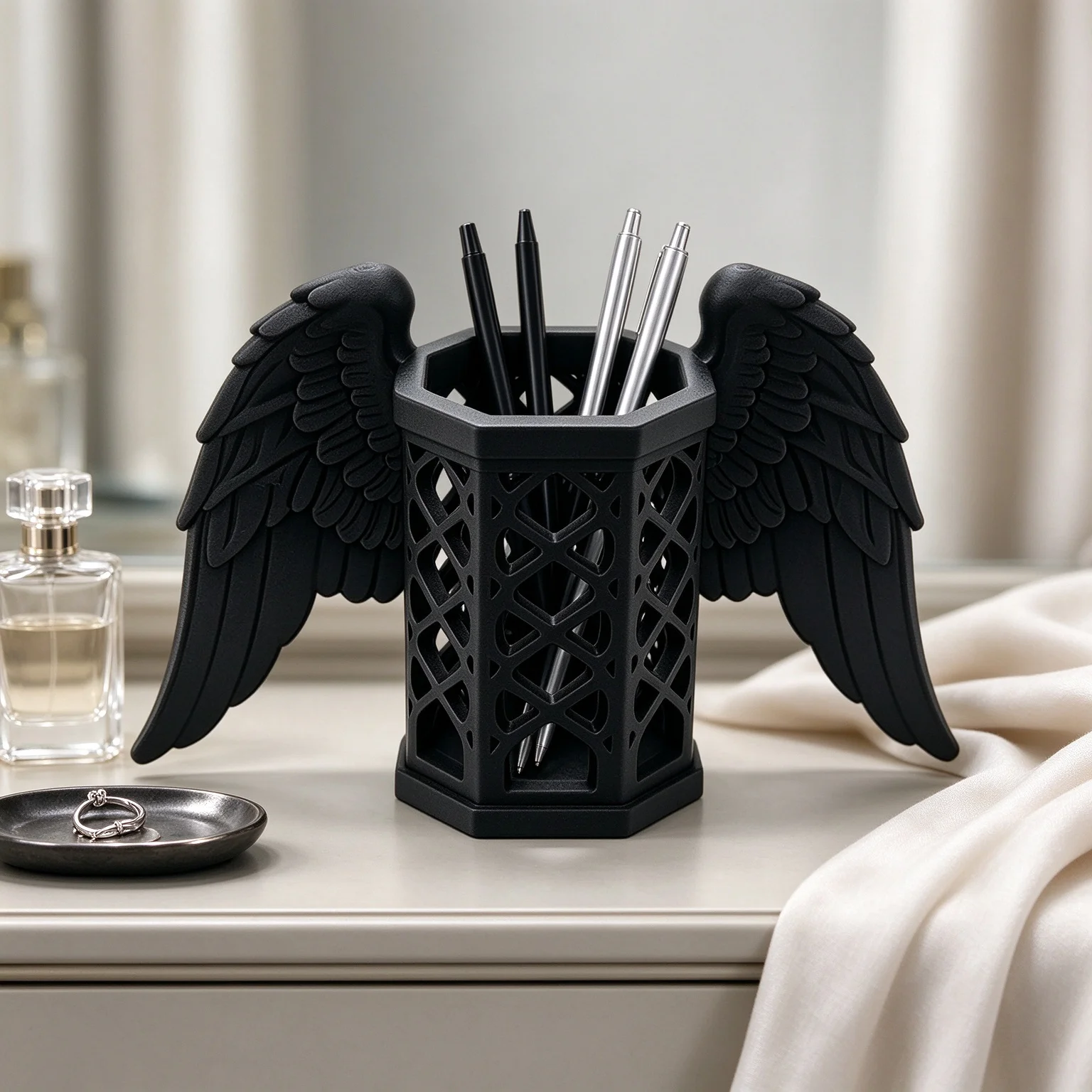 New 3D Printed Hollow angel Wing Storage Tube Multifunctional Makeup Brush Storage Tube desktop Ornament