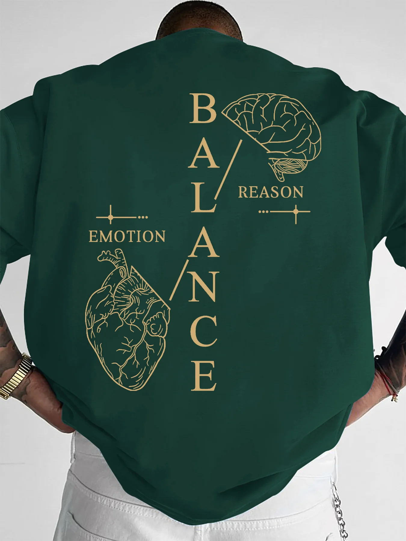 European and American Men's Summer Fashion Letter Balance Print Comfortable and Breathable Round Neck T-Shirt Outdoor Street Top