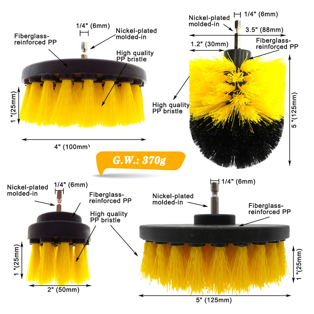 4 Inch 75MM Cleaning Power Brush 12 Pcs include Scouring Pads Clean Brush and Extension Rod for Heavy Duty Household Cleaning