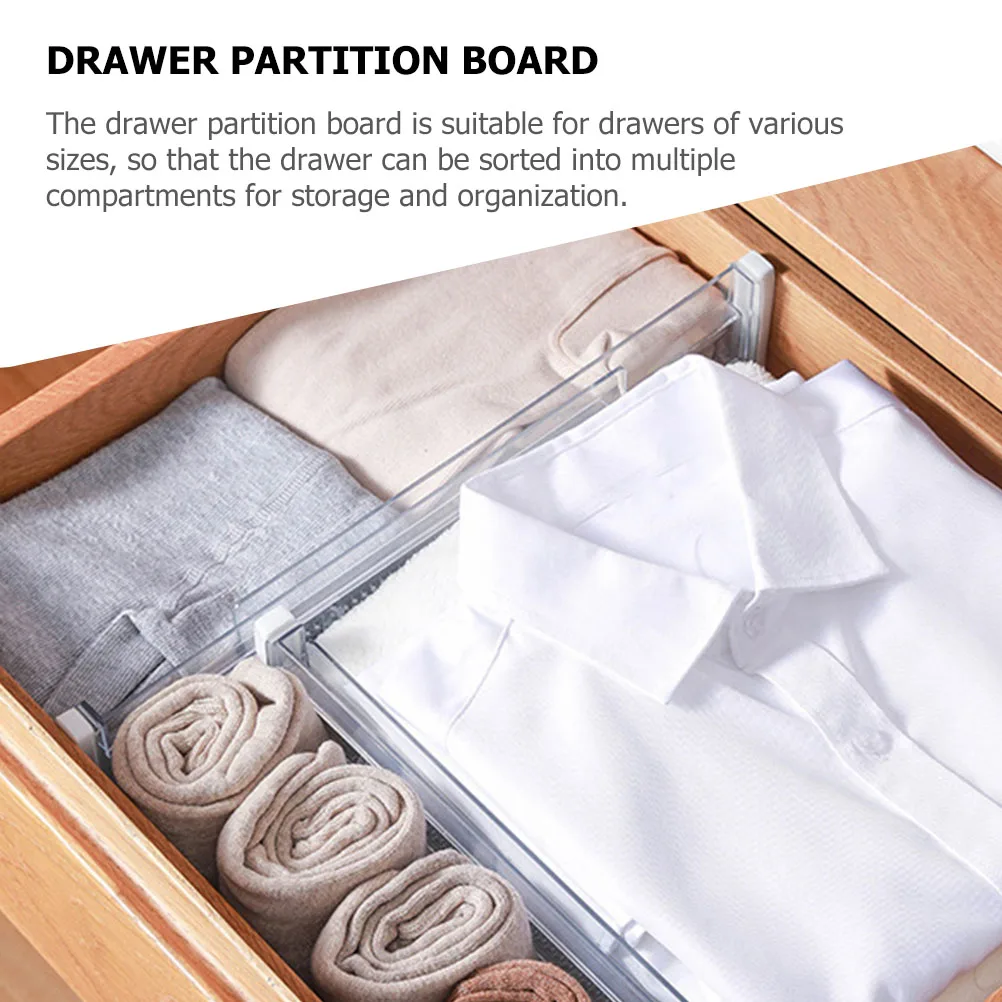 

2Pcs Clear Drawer Dividers Adjustable Partition Boards for Clothing Underwear Bra Socks ganizer Storage Solution