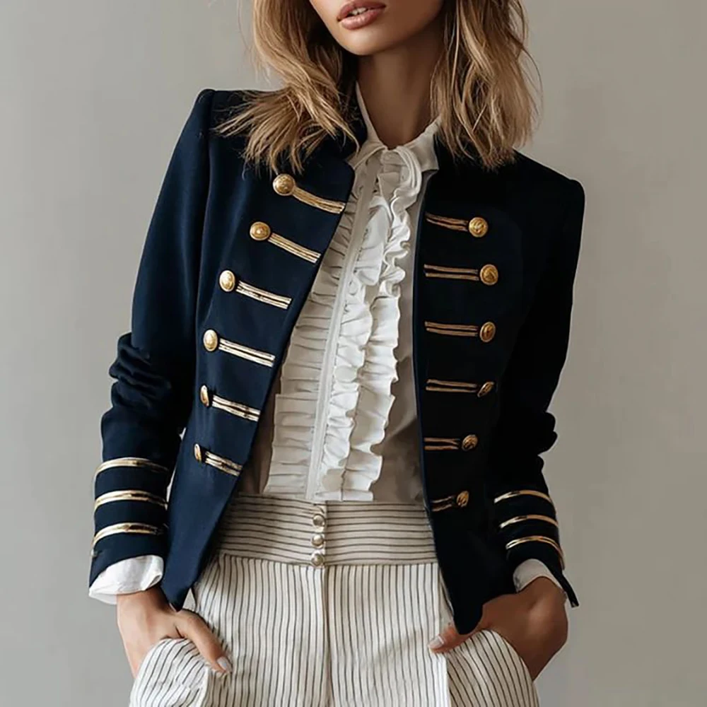 Women's British Royal Style Jacket Multiple Buttons Vintage Commuter Spring Outerwear Elegant Female Bomber Fashion top Jackets