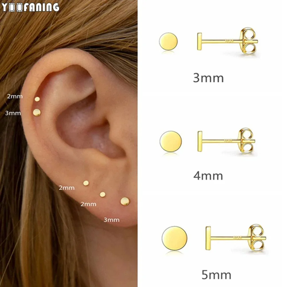 

925 Sterling Silver Ear Needle Small Simple Gold Silver Earrings Multiple Sizes Circular Design Earring for Women Jewelry Patty