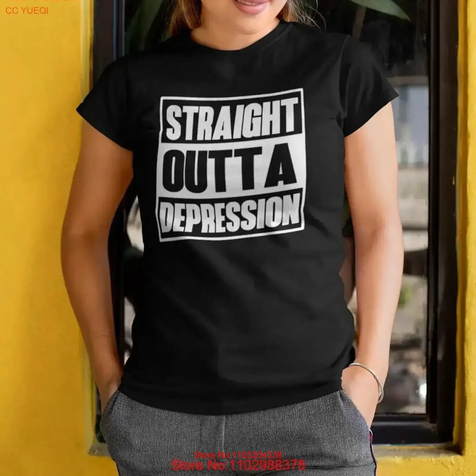 Womens Straight Outta Depression T Shirt Mental Health Awareness Self Care Anxiety vintage Washed homme Top For Everyday Wear