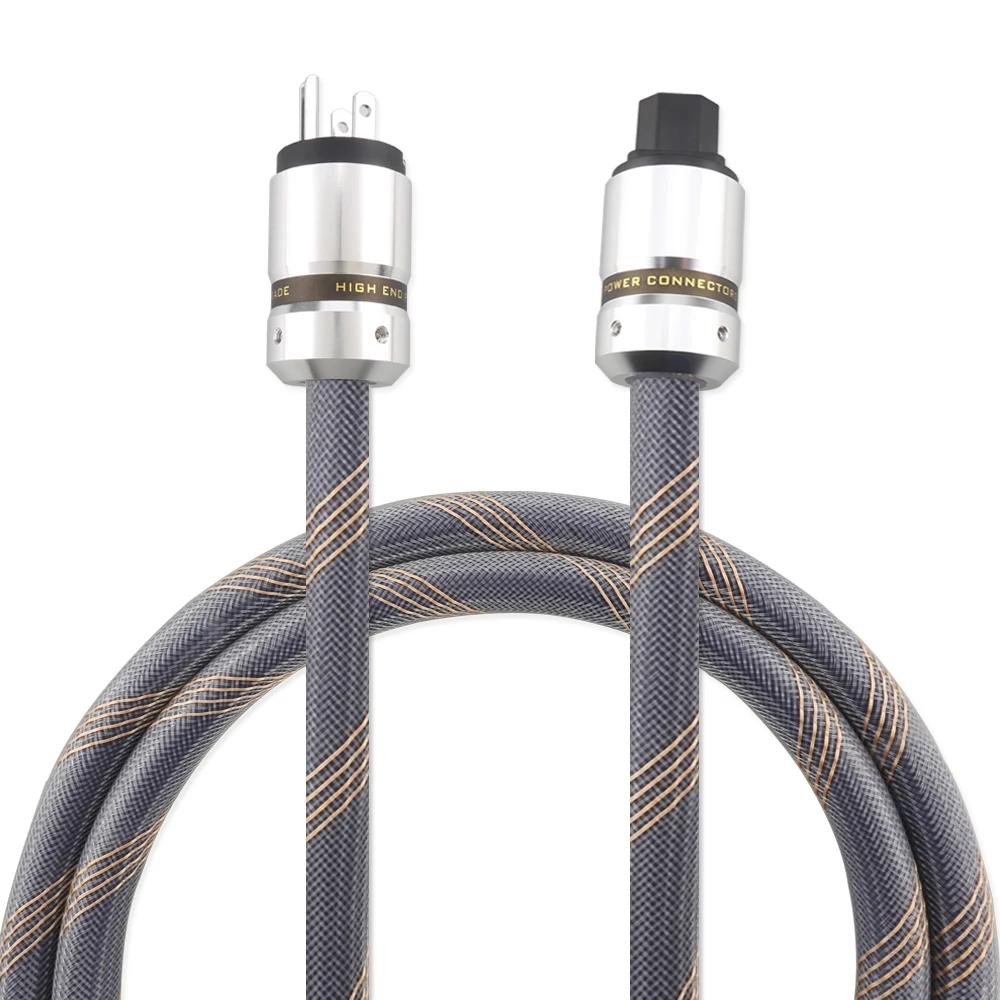 

High Quality 12AWG Power Cable Audiophile Rhodium Plated US EU AC HiFi Power Cable Cord C13 Mains Supply Cord