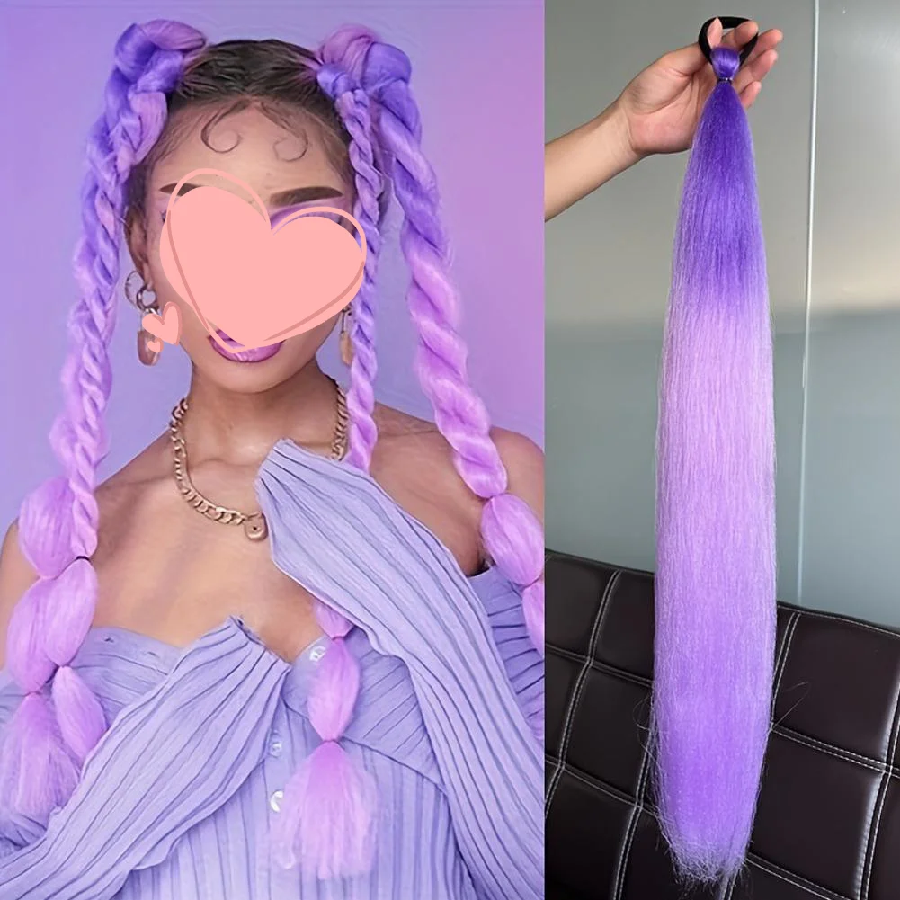 

Kpop Demon Hunter Synthetic Ponytail Extension Long Yaki Straight Colored Braiding Hair Ombre Cosplay Party Hairpiece