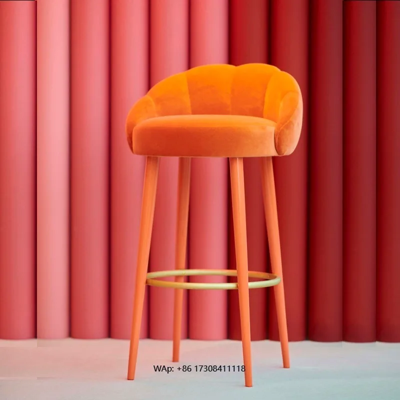 Simple Modern Birch Frame Solid Wood Bar Stool Nordic Designer Model Commercial & Home Use Bar Chair for Coffee Shops