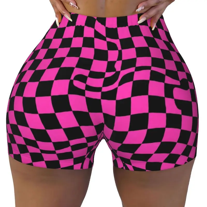 Betawoo Checkered Stretchy Athletic Shorts For Women Workout Running Gym Yoga Biker Shorts