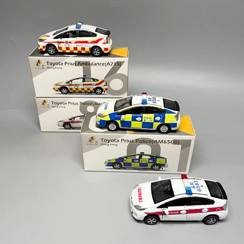 

Hong Kong TINY 1:64 Prius AM6500/AM6583 Police A713 Ambulance Alloy Car Model Doors Can Be Opened Holiday Gifts Toys