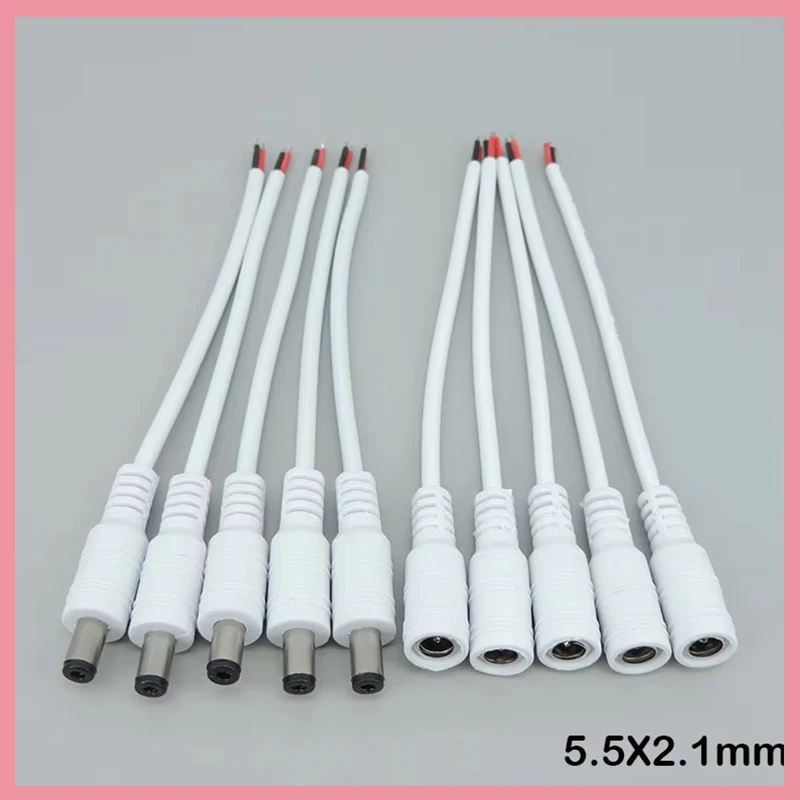 DC 5.5 * 2.1mm 22awg Male Or Female Power Connection Cable Connector Monitoring Accessories Led Light Strip Plug Power Cord B6