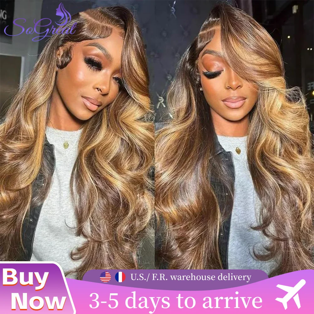 

SoGreat 200% Плотность Объемная волна 13x6 Hd Кружевной фронтальный парик Цветной P4/27 Выделенный парик Человеческие волосы 13x4 Кружевной фронтальный бразильский