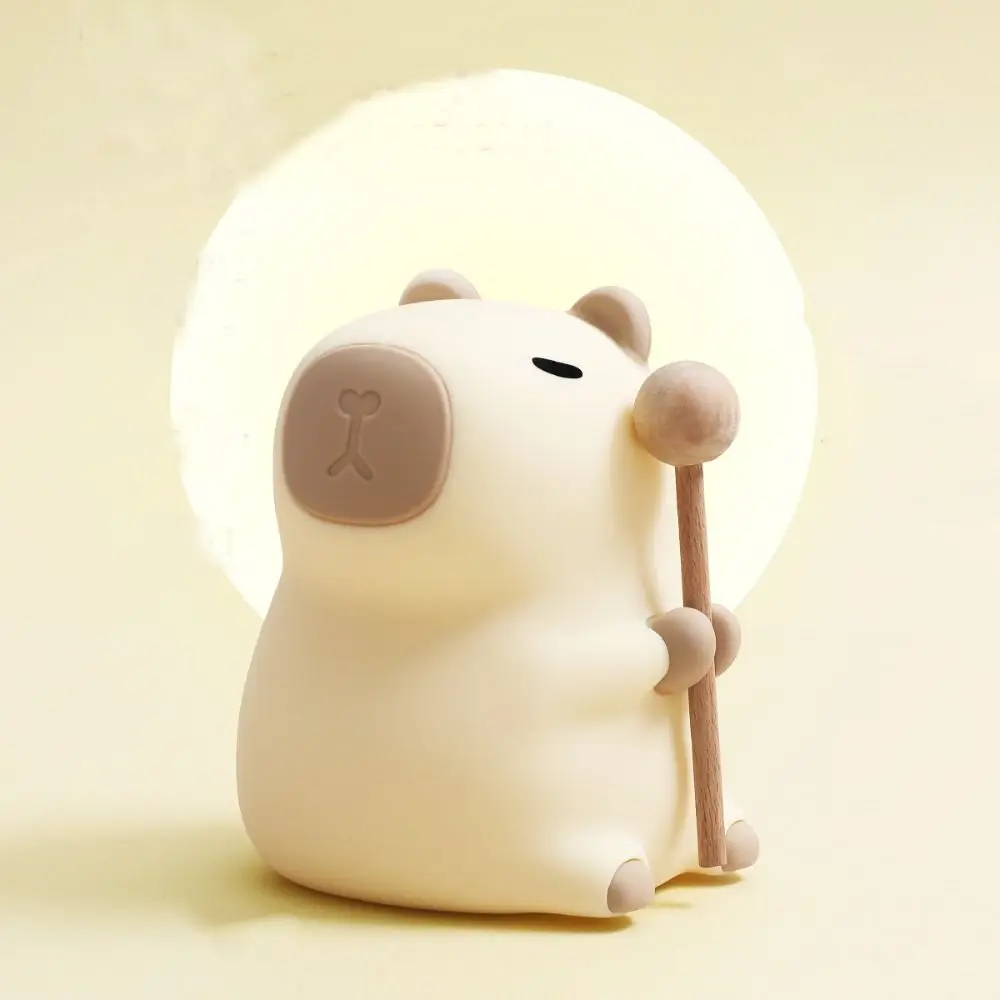 Desktop Decoratie Siliconen LED Capybara Nachtlampje Zacht Schattig Nachtkastje Licht Cartoon Creatieve Sfeerlamp Kerstmis