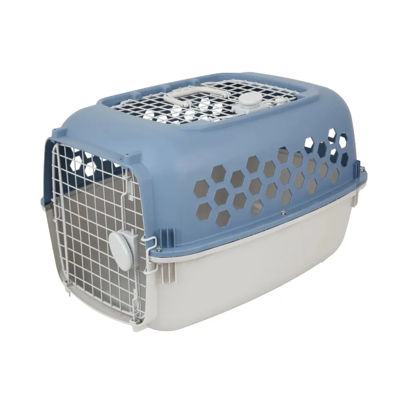 

Multicolored 24 in Plastic Double Door Dog and Cat Kennel with Top Opening
