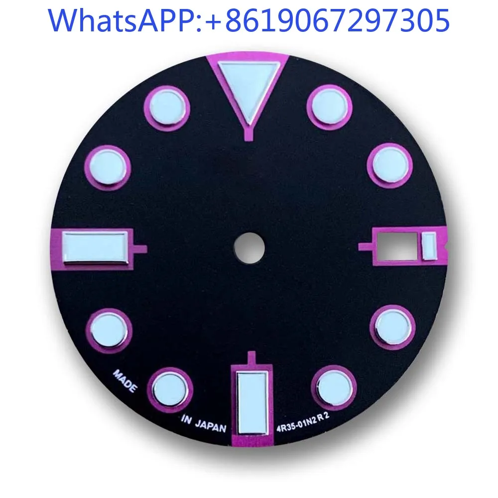 Classic Black Matte Colorful Markers Watch Dial Suitable for NH35/36 Automatic Movement Green lume nh35 case Mod Parts