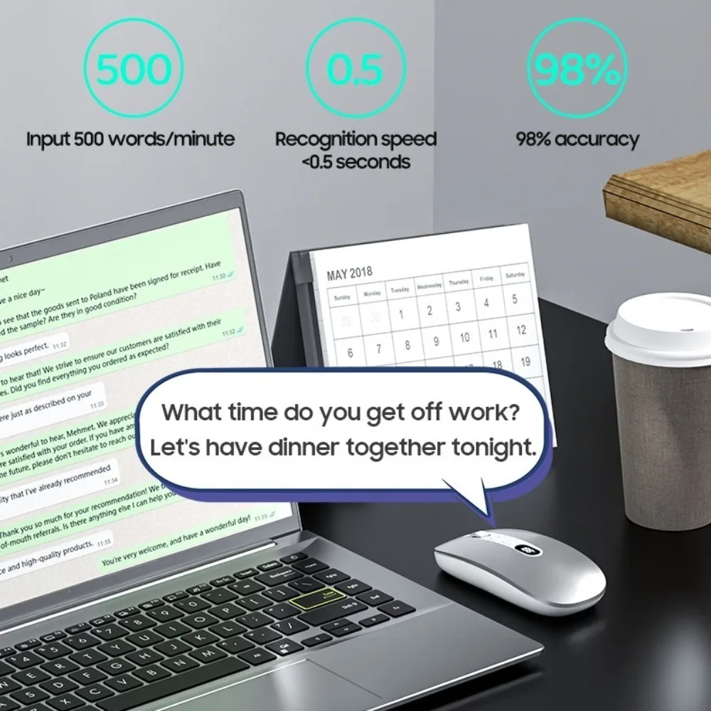 M191-Pro AI Mouse Wireless Bluetooth Dual-Mode Voice Typing Translation Rechargeable Intelligent Mouse with Screen Pc Accessory