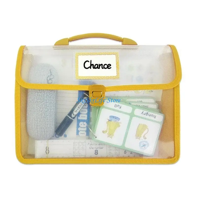 E65E Transparent Handheld File Document Bag Lightweight School Book Bag for Student