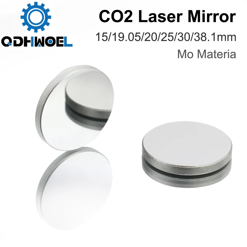 QDHWOEL CO2 레이저 반사경, Mo 미러 직경 CO2 레이저 절단 타각기, 두께 3mm, 15 19.05, 20, 25, 30, 38.1mm