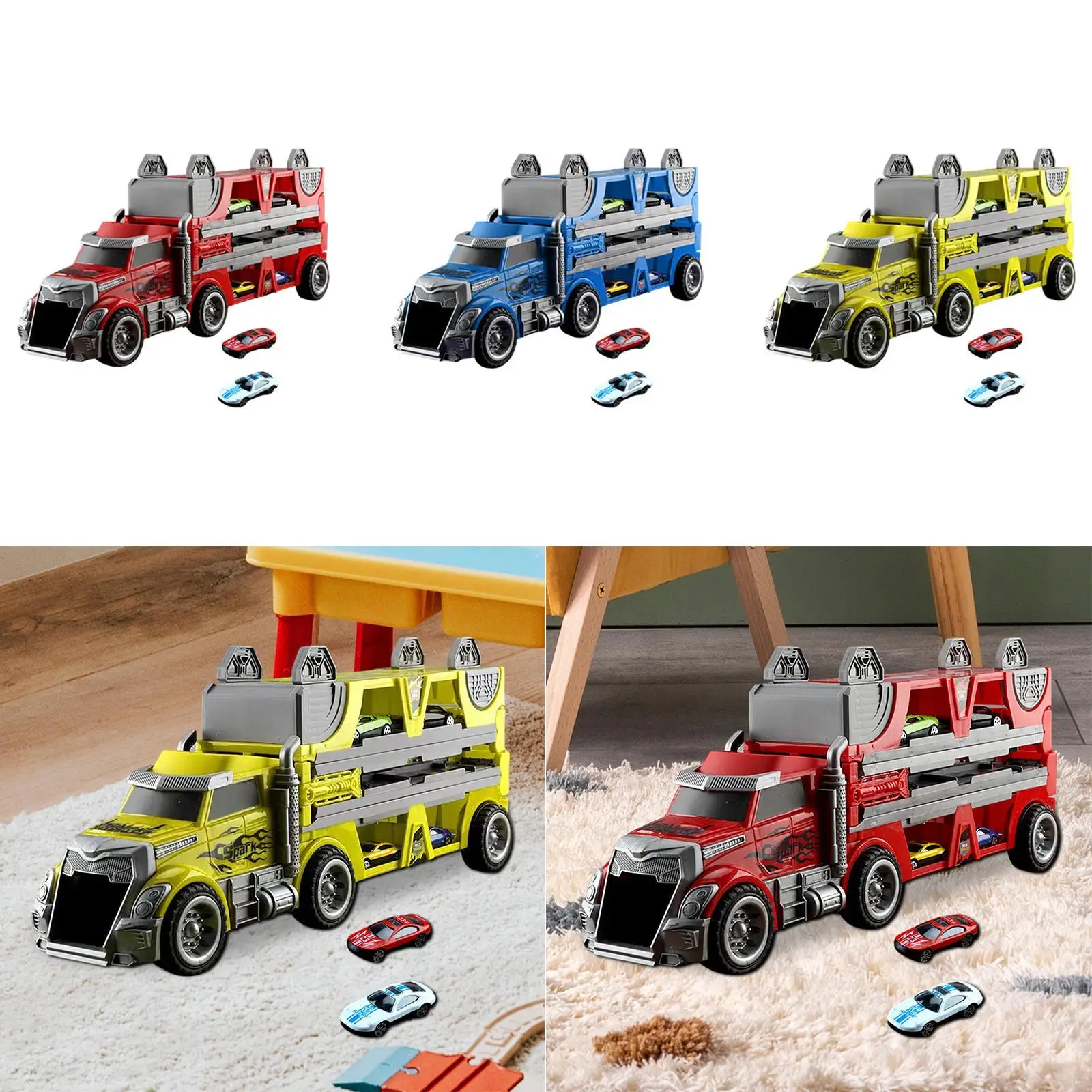 

Car Transporter Truck Toy Set Catapulting Race Track for Children Boys Girls