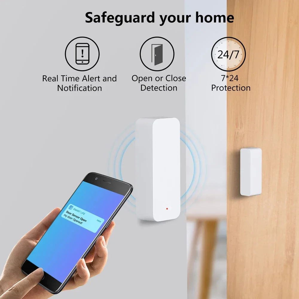 Tuya WiFi Zigbee Deursensor Contactsensor Open Gesloten Detector Smart Home Alarm Beveiliging Werk met Aleax Smart Life