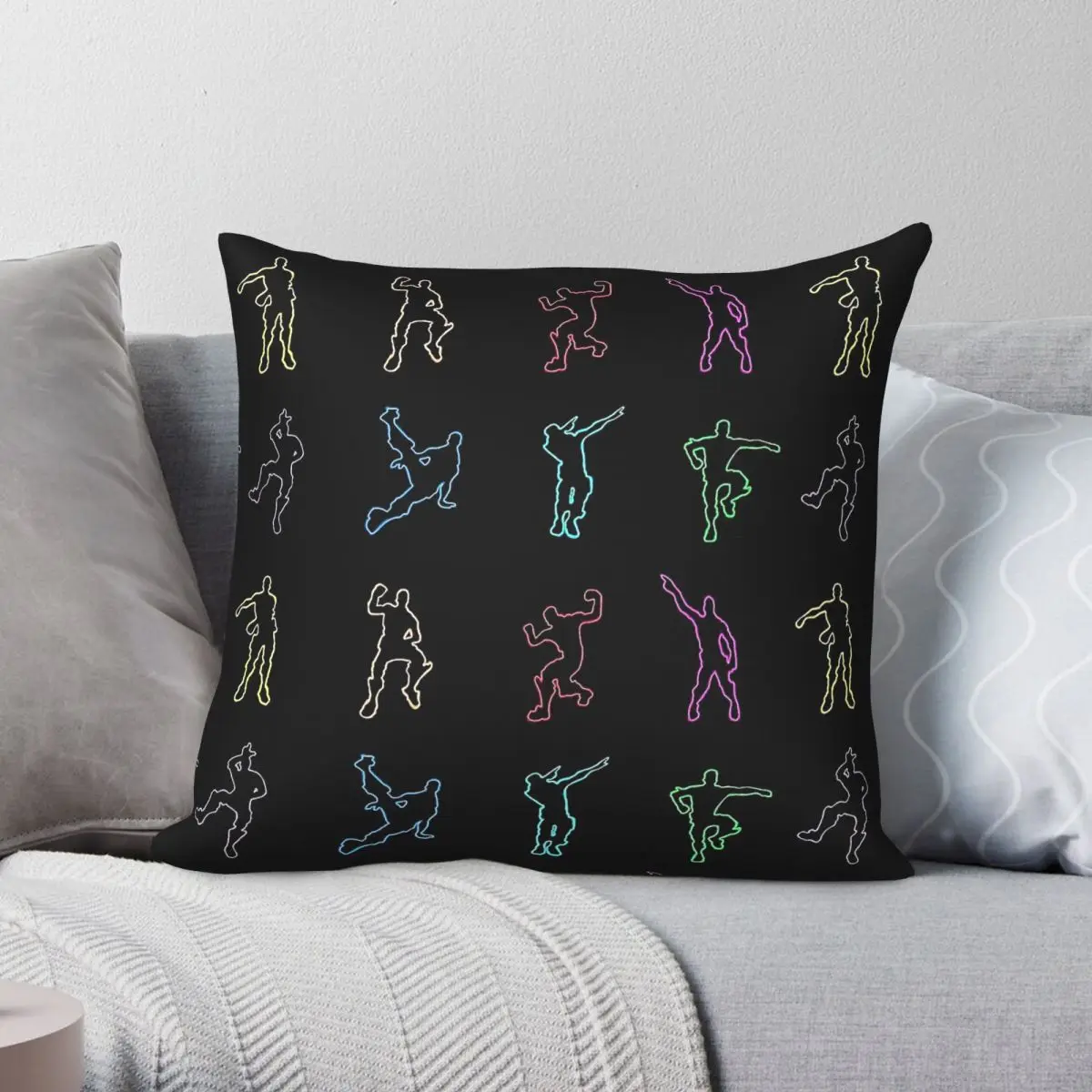 Battle Royale Victory Dance Neon Pillowcase Polyester Linen Velvet Printed Zip Decor Pillow Case Home Cushion Cover