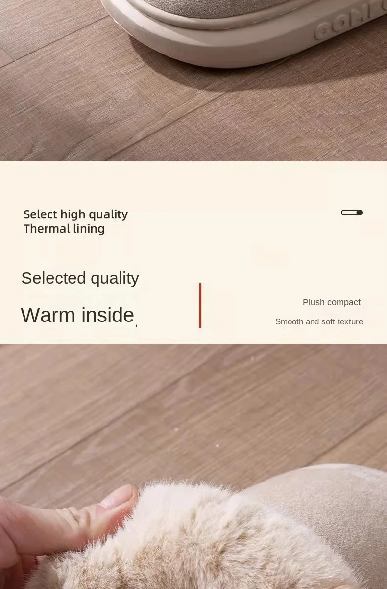 Winter Warme Hausschuhe Indoor Outdoor Baumwolle Plüsch Schuhe Eva Leichte Gemütliche Pelz Futter Für Männer Frauen Familie Komfort – Detail 9