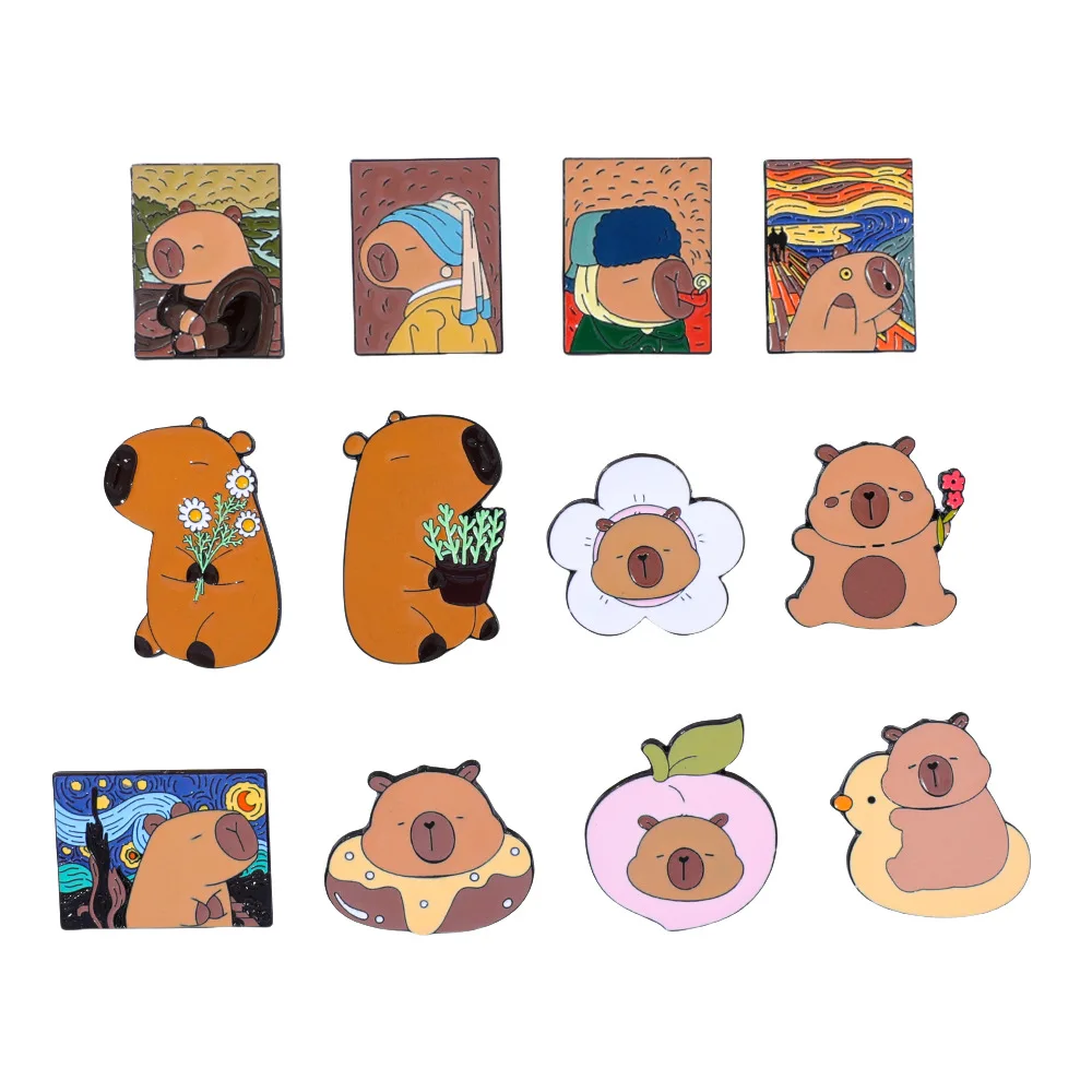 

1 Set Cute Cartoon Creative Fun Capibala Metal Badge Small Capybara Alloy Brooch Accessory Pin Decoration Y2k Fashion Toys Anime