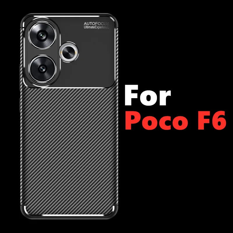 For Poco F6 5G Case For Xiaomi Poco F6 Cover 6.67 inch Shockproof Matte Carbon Fiber Soft Silicone Bumper For Xiaomi Poco F6