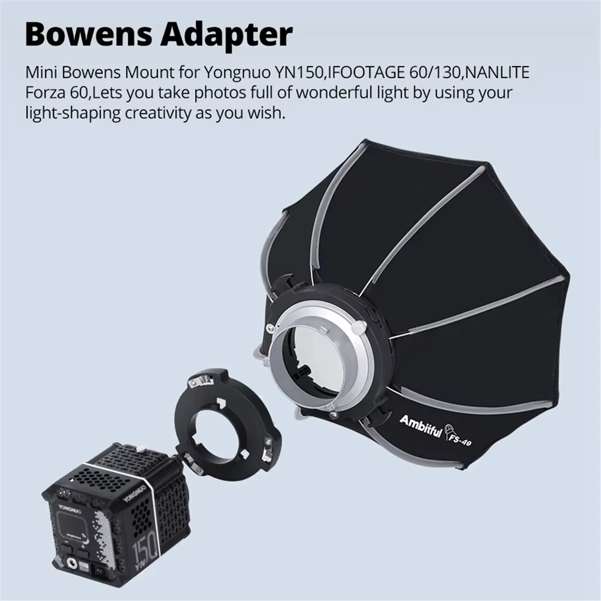 

Новое 3C-Mini-крепление для адаптера Bowens Mount Quick Set-Up для софтбокса YN150 60/130 60 MB01