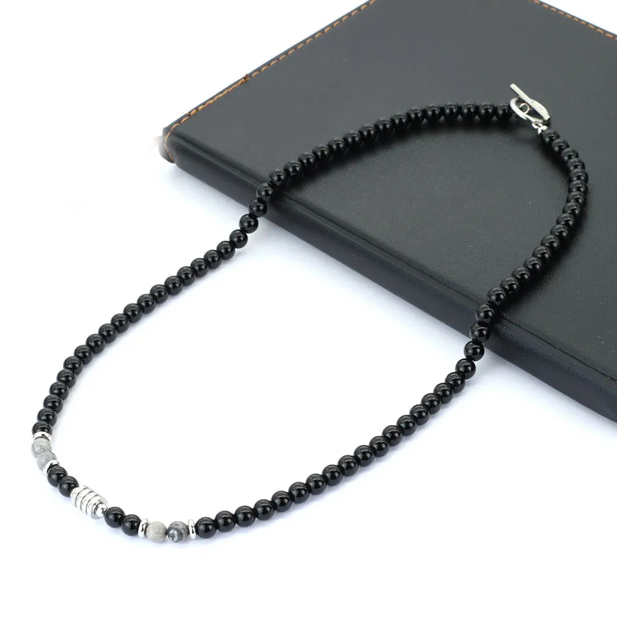 Modische 18-Zoll-Herrenhalskette, 3 Farboptionen, 6 mm Obsidian-Tigeraugen-Stein, Halsaccessoire, perfektes Geschenk für Ihn, Heilschmuck – Detail 3