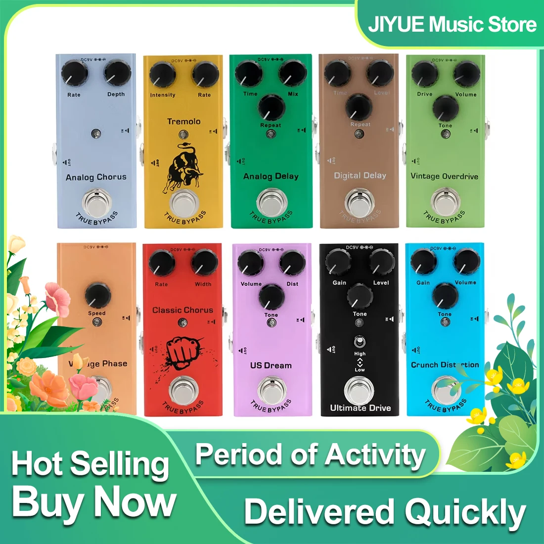 Electric Guitar Effects Pedal Vintage Overdrive/Distortion Crunch/Distortion/US Dream/Classic Chorus/Vintage Phase/Digital Delay