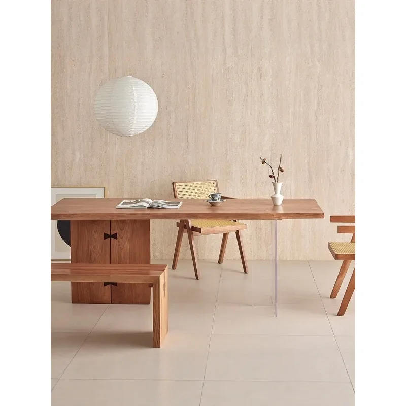 Solid wood dining table, suspended large board table, household acrylic dining table