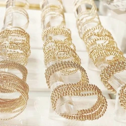 Vlen Gold Plated 18 K Beaded Bracelet 3/4/5mm Bracelets for Women Minimalist Jewelry Stackable Pulseras Gift for Girl Friend