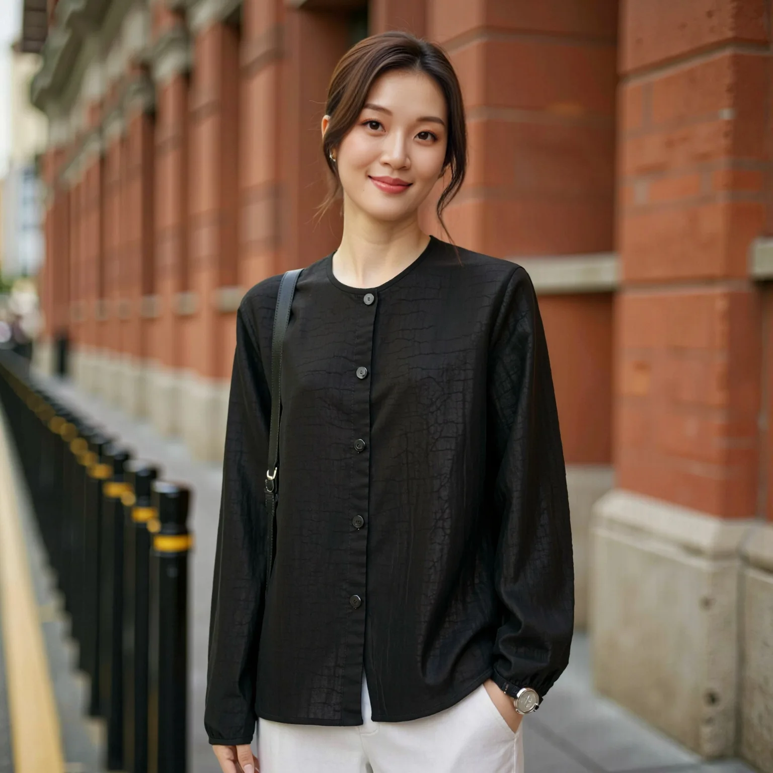 New Heavy Mulberry Silk Tortoise Pattern Xiangyunsha Blouse Women's Long Sleeve Shirt Fall Office Wear Can Be Worn as Jacket
