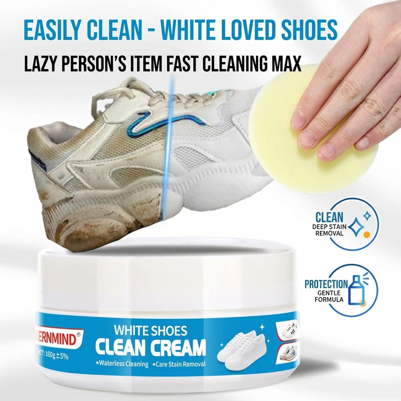 160g Cleaning Cream For White Shoes Sneakers Stains Remover Cleansing Shoes Whitening Yellowing Maintenance Canvas Shoe Cleaning
