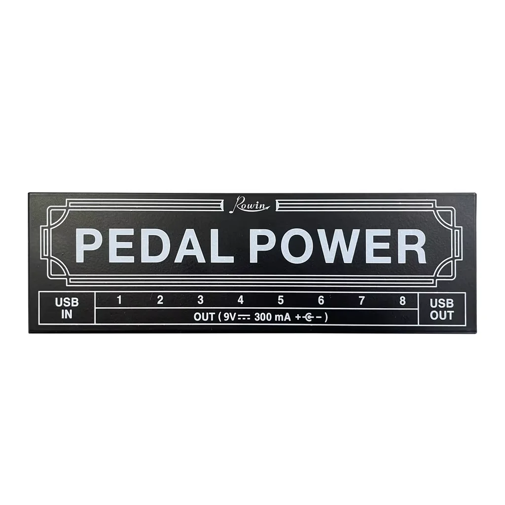 ROWIN Effektpedal-Netzteilquelle, 8 isolierte DC-Typ-C-Eingänge, Ausgänge, 5 V, USB-Ausgang, 9 V, 300 mA, Schutz für Gitarrenzubehör