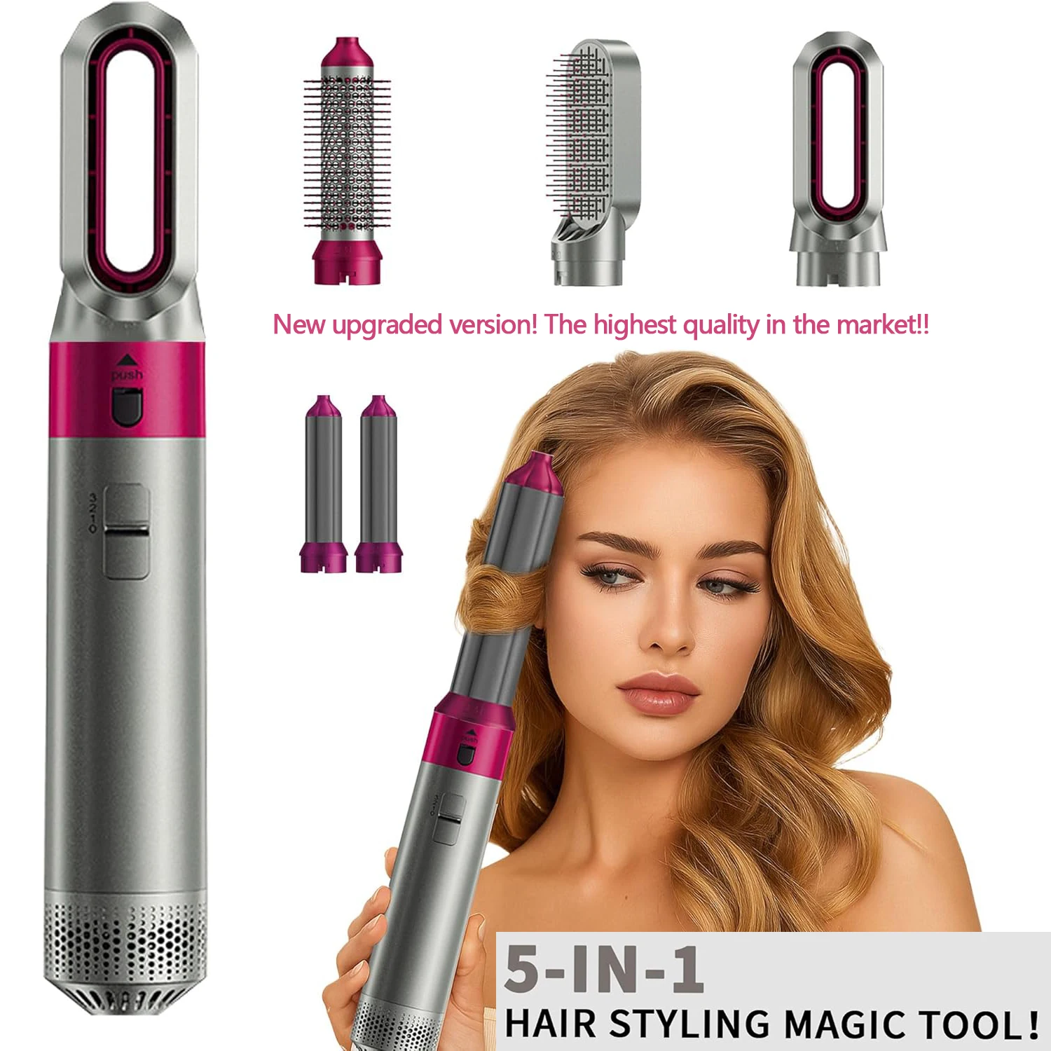 5-In-1 Multi-Function Hot Air Comb Hair Clip Curling Iron Hair Dryer Hairdresser Equipment And Accessories Styling Tools Gift