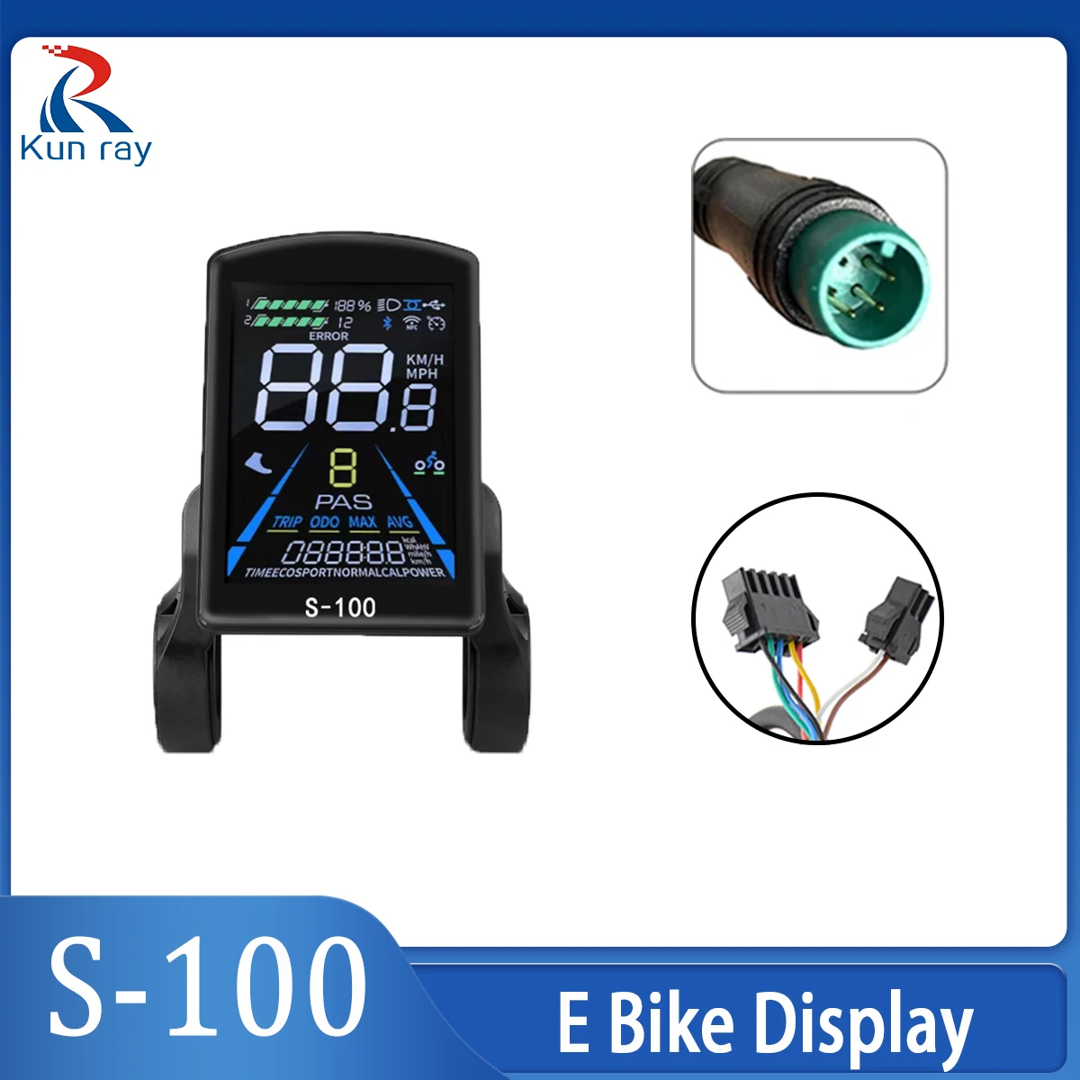 

UART2 S-100 24V-72V Electric Bicycle Colorful Display E Scooter LCD Panel For Mountain Electric Bike Parts E Scooter Meter