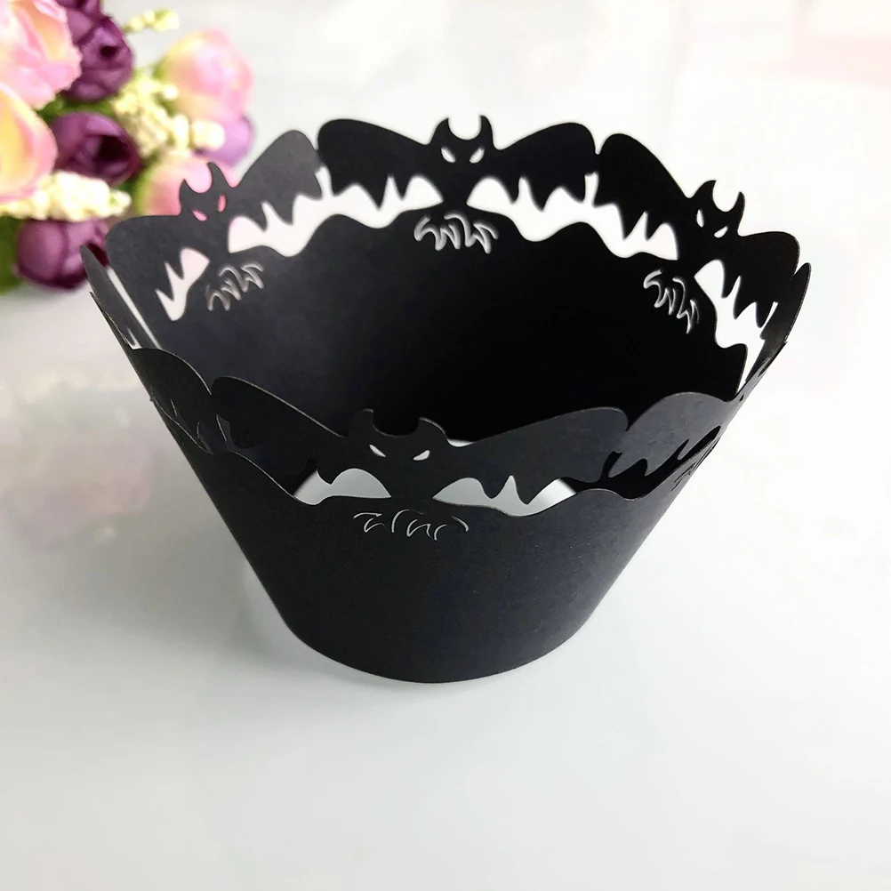 

24 Pcs Cake Border Wrappers Decor Party Baking Cups Halloween Hollow for Paper Wrapping