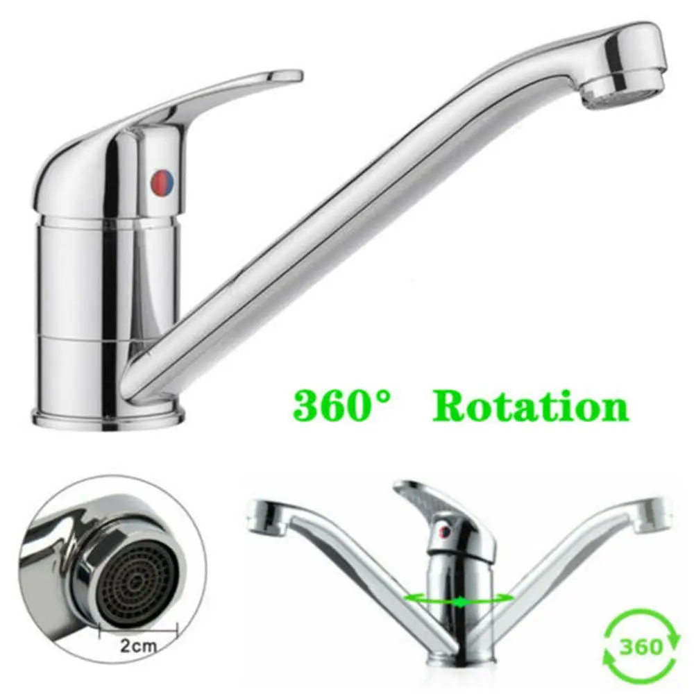 360-°-回転式家庭用水栓回転スパウトシングルレバークローム蛇口シンクタップキッチンミキサータップ