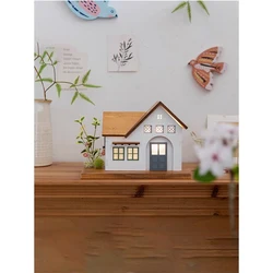 Retro Wooden House Model Ornaments, Micro Landscape, Night Light, Home Living Room, Desktop Decorations, Children's Room