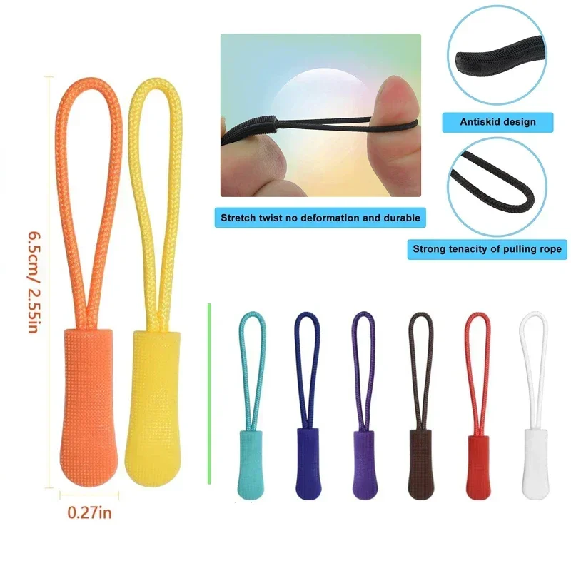 50/100 Pcs 21 Colors Plastic Zipper Pull Puller End Fit Rope Tag Replacement Zipper Clip Broken Buckle Fixer Zipper Rope Tab