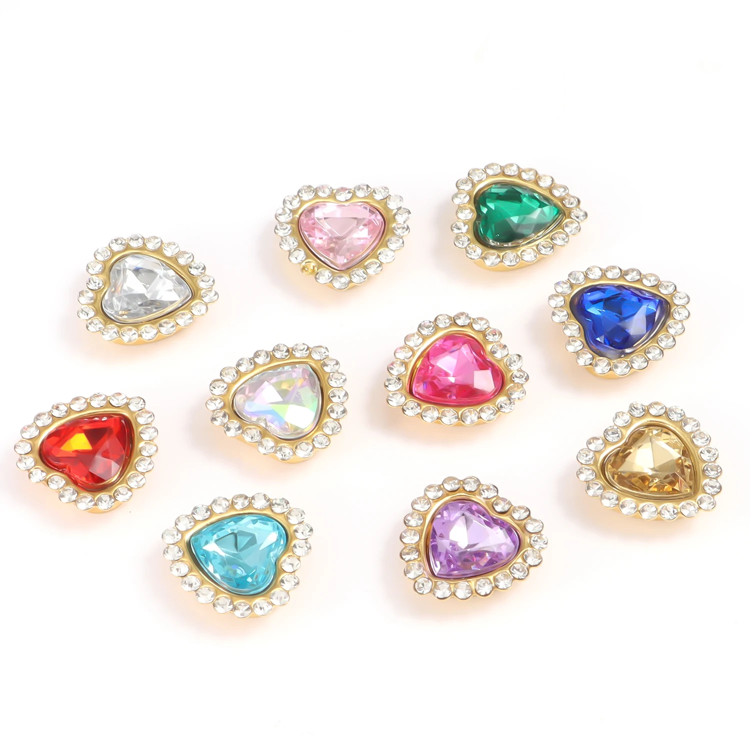 30 Stück 10 mm Pfirsich Herz Sonnenblume Gold flacher Boden Hand zum Aufkleben auf Strass DIY Kleidung Schuhe Tasche Haarschmuck Zubehör – Detail 6