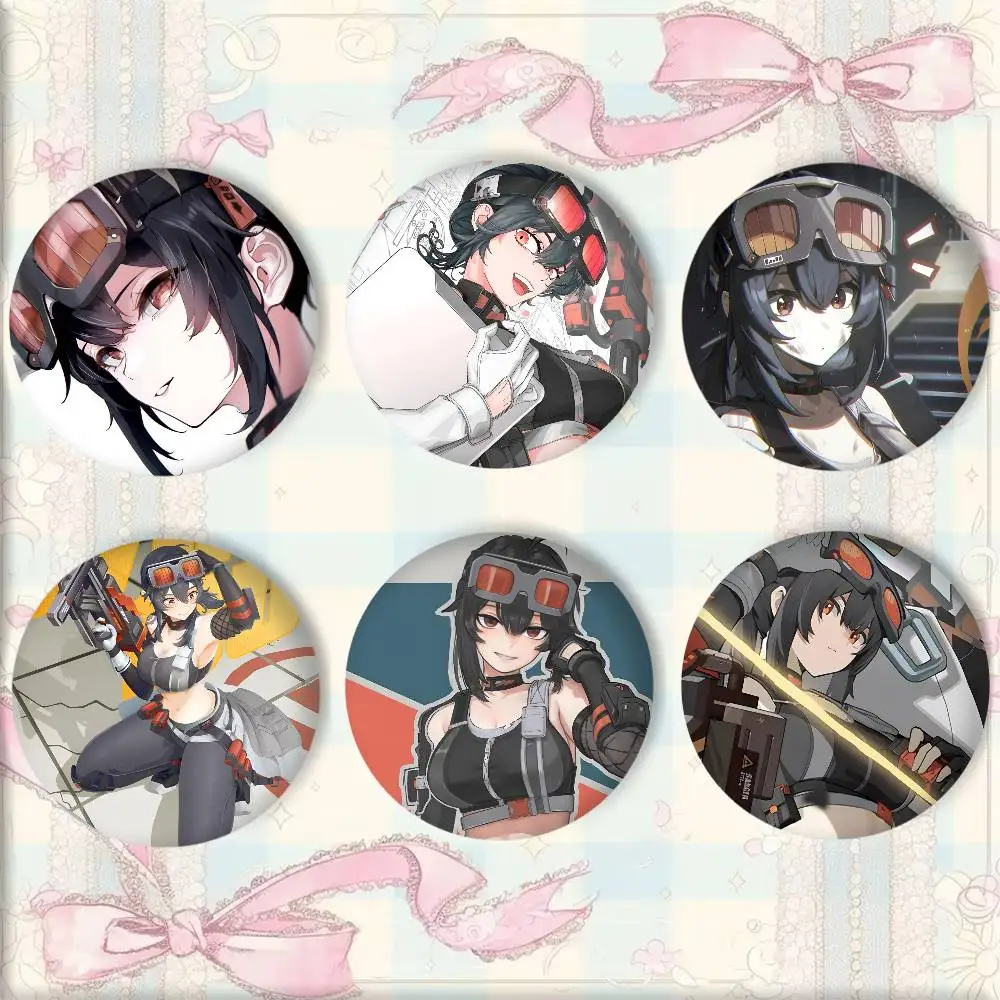Anime Game Zenless Zone Zero Grace Howard Badge Tinplate Round Laser Brooch Clothes Backpack Accessories Lapel