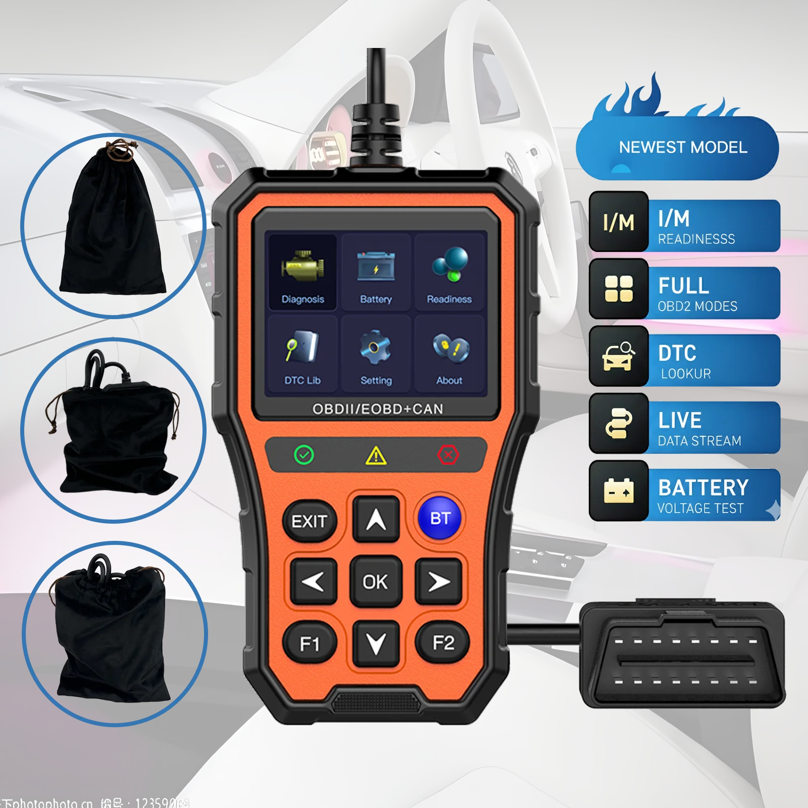 

Сканер OBD2 Инструменты для диагностики транспортных средств Автомобиль, данные в реальном времени, тестер батареи, Plug and Play, чтение выбросов для всех OBD II Pro