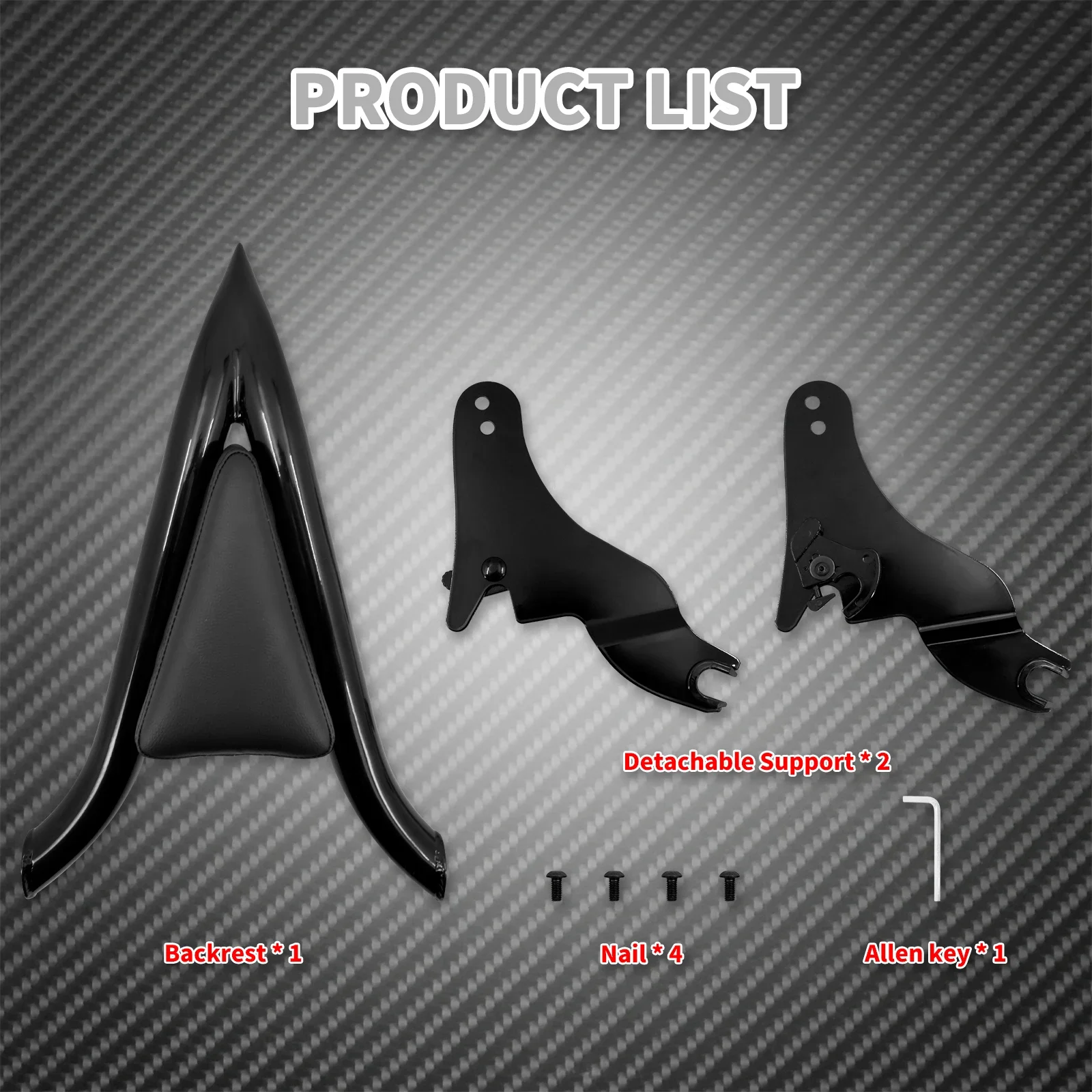 Motocykl 16 \'\'czarny odpinany Sissy Bar tylne oparcie dla pasażera dla Harley Touring CVO FLHR Road Street Electra Glide 09-2022